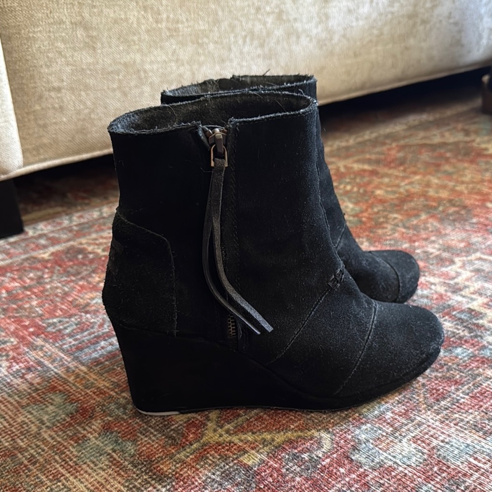 Black Suede Women's Wedge Ankle Boots